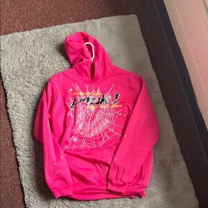 Pink Spider Web Graphic Hoodie